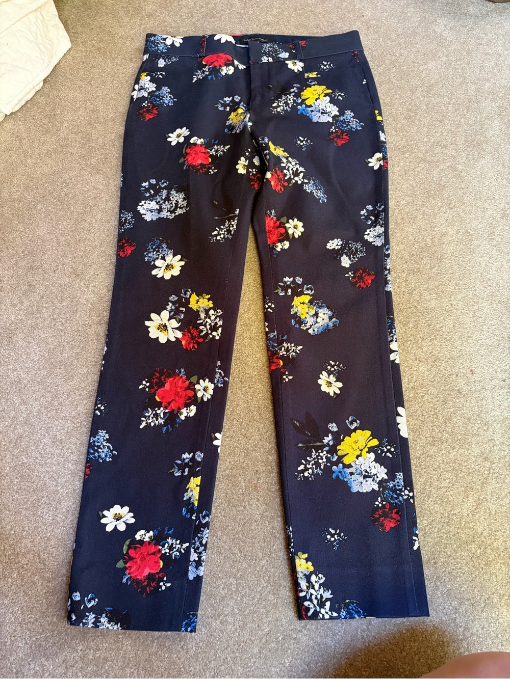 Women’s Navy Floral Slim Straight Jeans